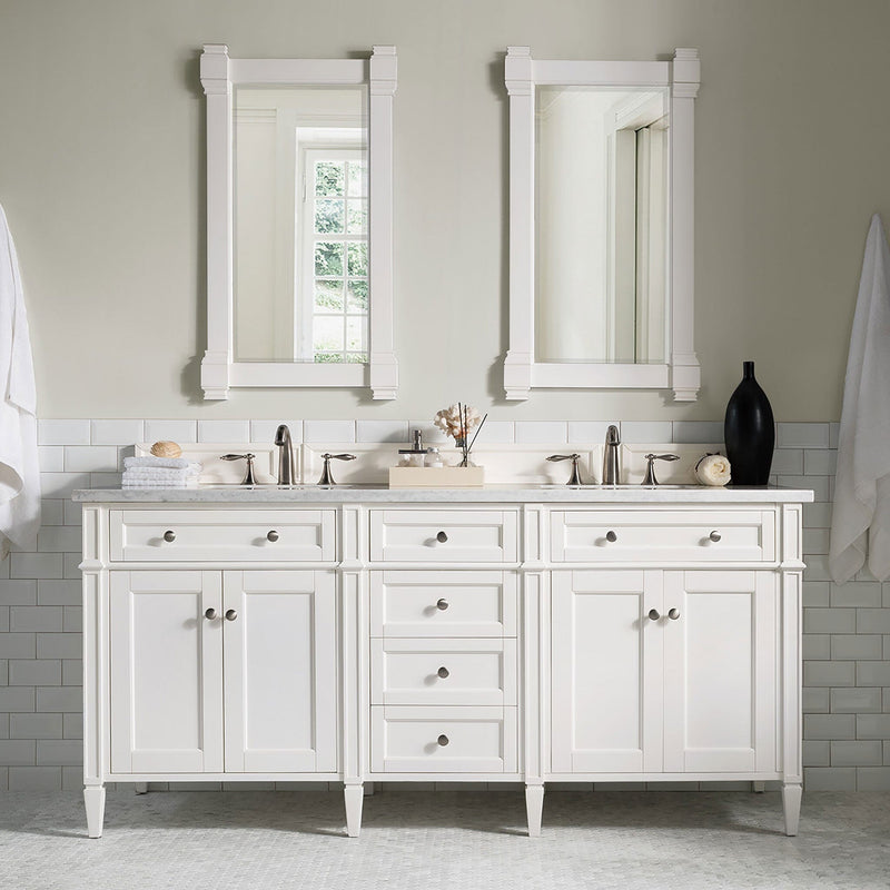 72" Brittany Double Bathroom Vanity, Bright White - vanitiesdepot.com