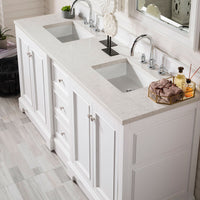 72" De Soto Double Bathroom Vanity, Bright White - vanitiesdepot.com