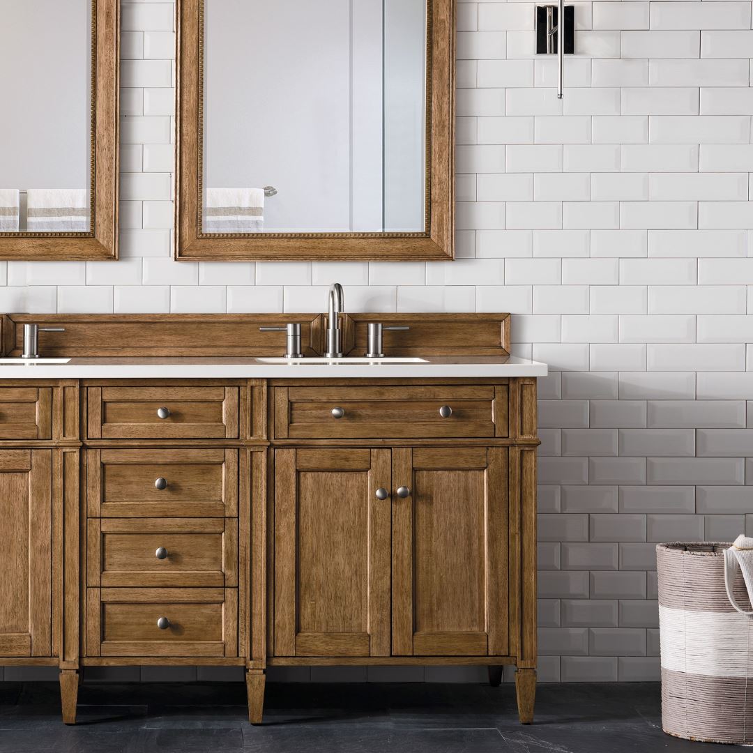 72" Brittany Double Bathroom Vanity in Saddle Brown