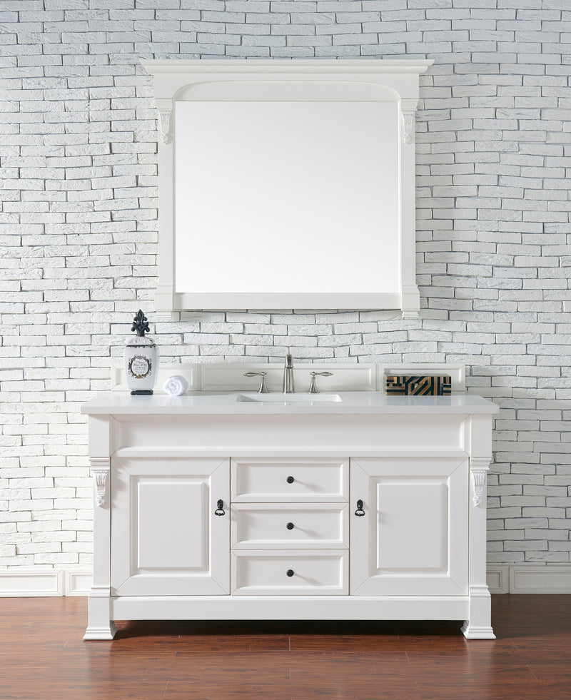 60" Brookfield Single Bathroom Vanity, Bright White w/ White Zeus Quartz Top