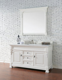 60" Brookfield Single Bathroom Vanity, Bright White w/ White Zeus Quartz Top