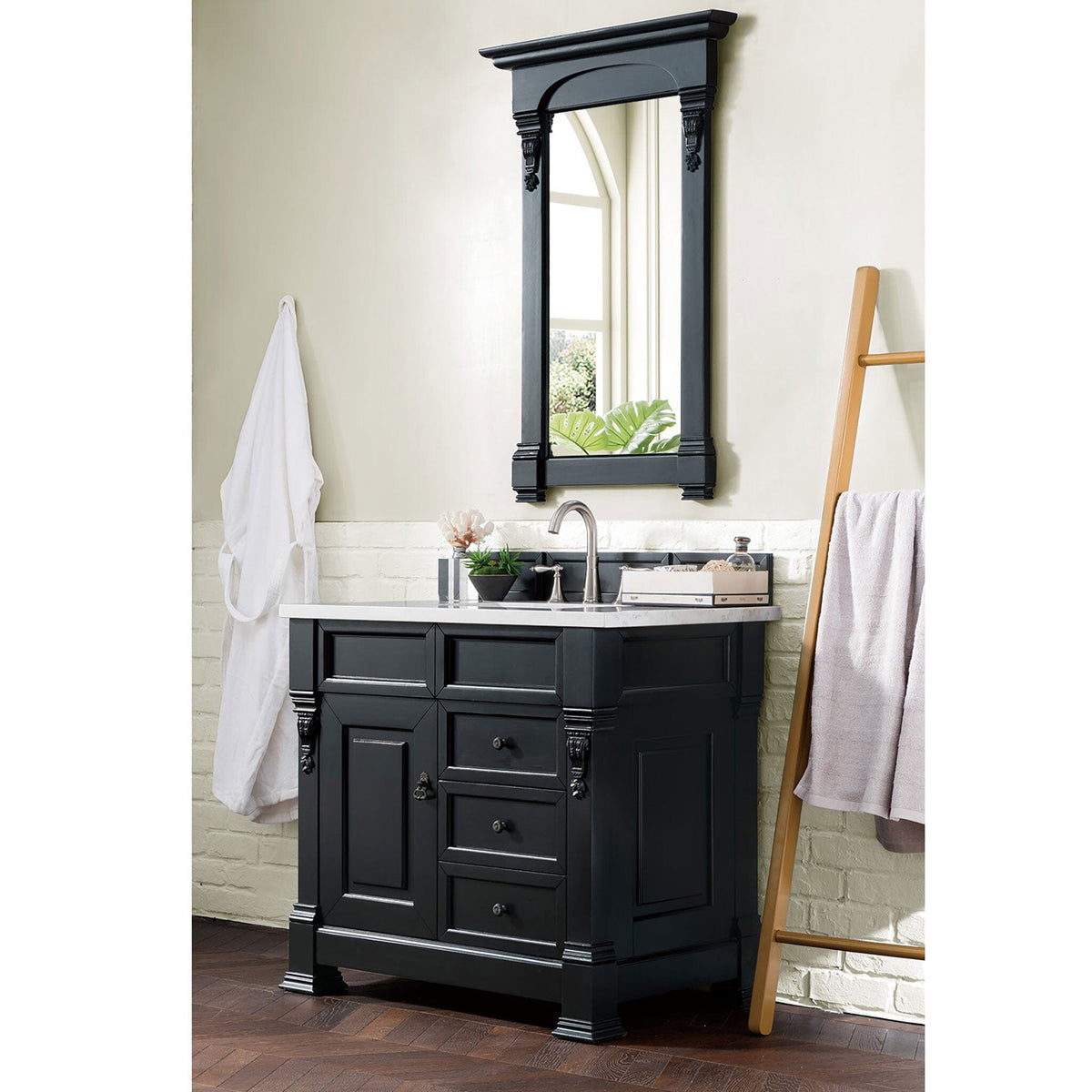 36" Brookfield Single Bathroom Vanity, Antique Black - vanitiesdepot.com