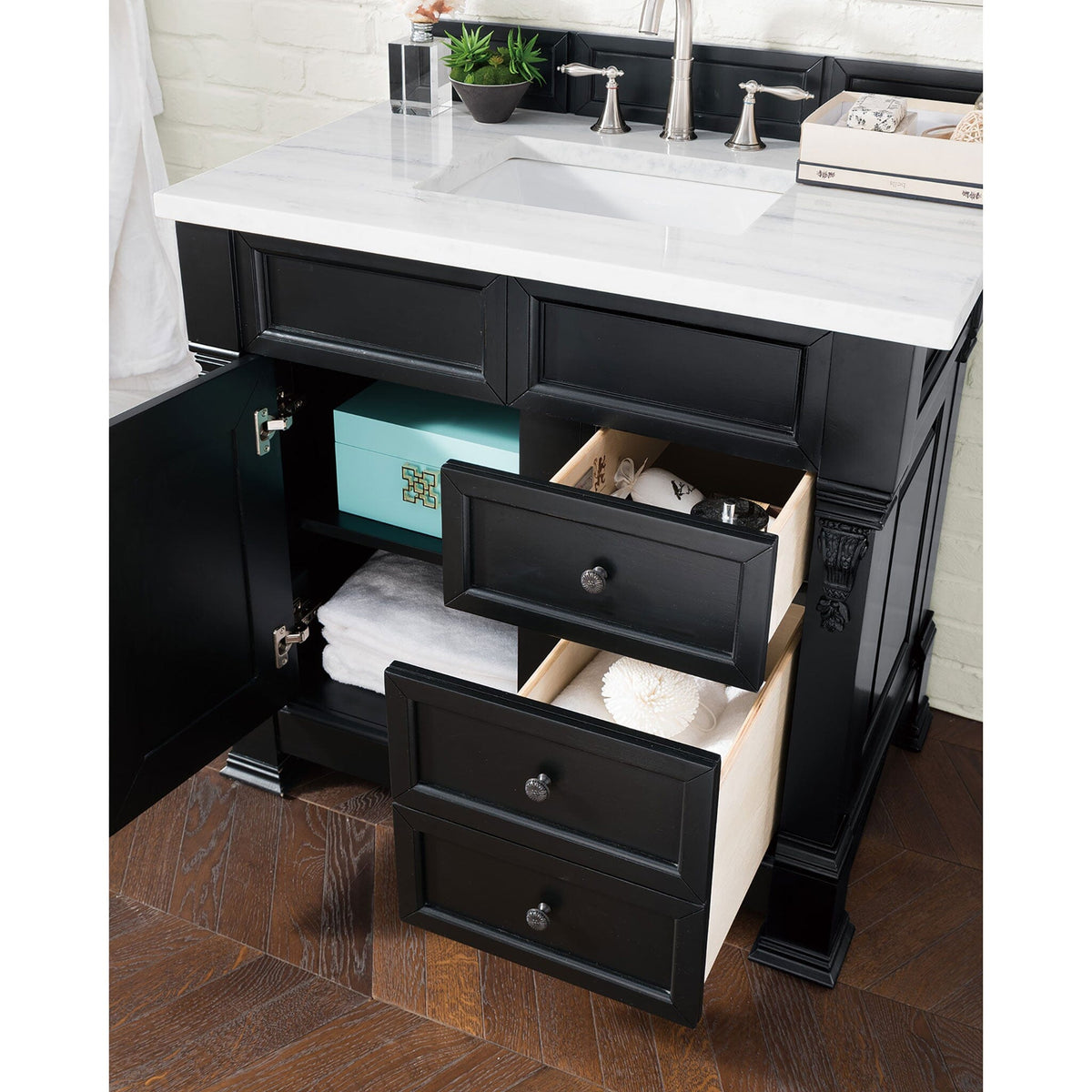 36" Brookfield Single Bathroom Vanity, Antique Black - vanitiesdepot.com