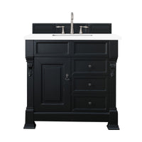 36" Brookfield Single Bathroom Vanity, Antique Black w/ White Zeus Quartz Top