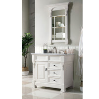 36" Brookfield Single Bathroom Vanity, Bright White w/ White Zeus Quartz top