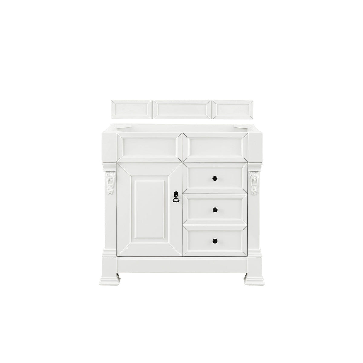 36" Brookfield Single Bathroom Vanity, Bright White w/ White Zeus Quartz top