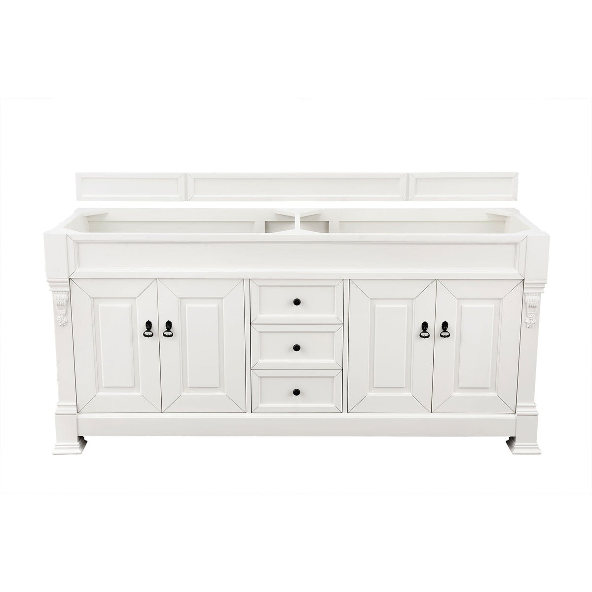 72" Brookfield Double Bathroom Vanity, Bright White w/ White Zeus Quartz Top