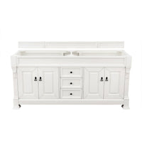 72" Brookfield Double Bathroom Vanity, Bright White w/ White Zeus Quartz Top