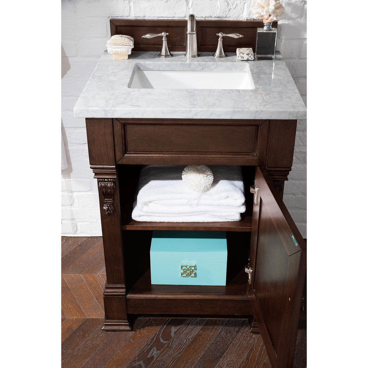 26" Brookfield Single Bathroom Vanity, Burnished Mahogany - vanitiesdepot.com