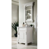 26" Brookfield Single Bathroom Vanity, Bright White w/ White Zeus Quartz Top