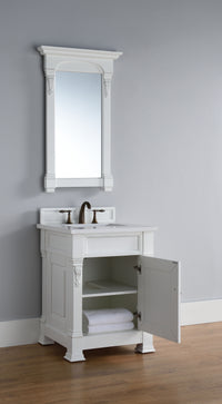 26" Brookfield Single Bathroom Vanity, Bright White w/ White Zeus Quartz Top