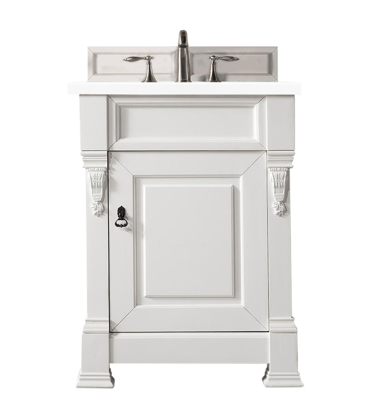 26" Brookfield Single Bathroom Vanity, Bright White w/ White Zeus Quartz Top