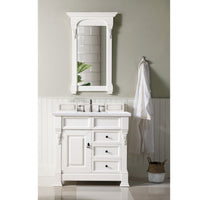 36" Brookfield Single Bathroom Vanity, Bright White w/ White Zeus Quartz top
