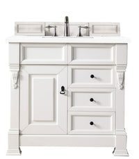 36" Brookfield Single Bathroom Vanity, Bright White w/ White Zeus Quartz top