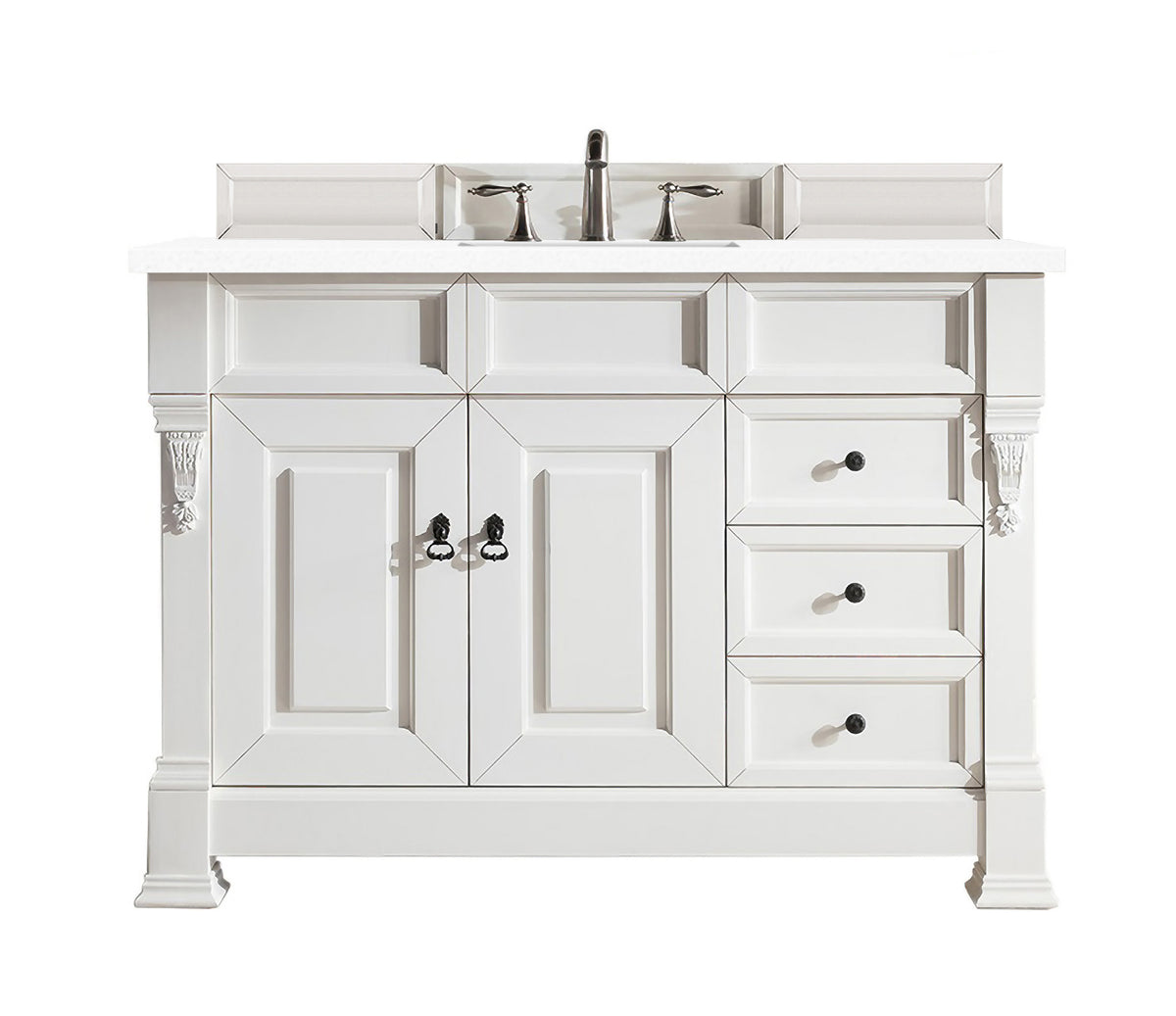 48" Brookfield Single Bathroom Vanity, Bright White w/ White Zeus Quartz Top