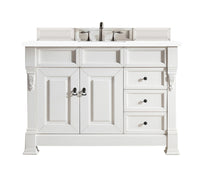 48" Brookfield Single Bathroom Vanity, Bright White w/ White Zeus Quartz Top
