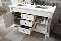 60" Brookfield Double Bathroom Vanity, Bright White w/ White Zeus Quartz Top