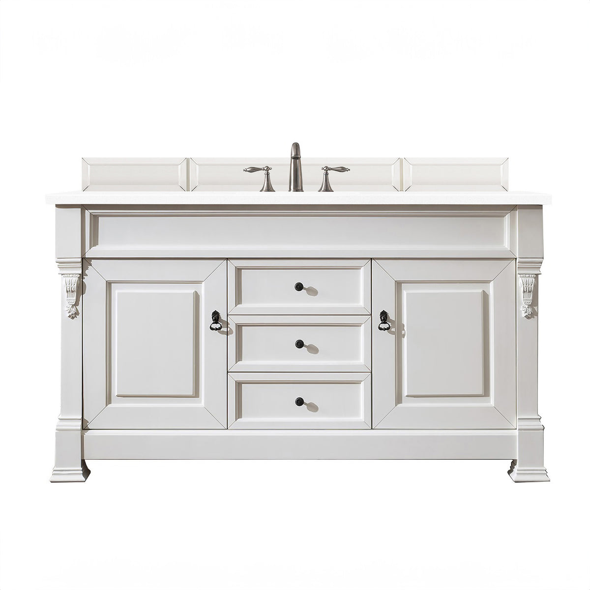 60" Brookfield Single Bathroom Vanity, Bright White w/ White Zeus Quartz Top