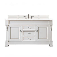 60" Brookfield Single Bathroom Vanity, Bright White w/ White Zeus Quartz Top