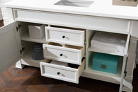 60" Brookfield Single Bathroom Vanity, Bright White w/ White Zeus Quartz Top