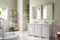 60" Bristol Double Bathroom Vanity, Bright White w/ White Zeus Quartz Top