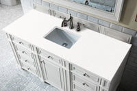 60" Bristol Single Bathroom Vanity, Bright White w/ White Zeus Quartz Top