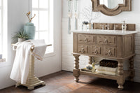 36" Castilian Single Bathroom Vanity, Empire Gray w/ White Zeus Quartz Top