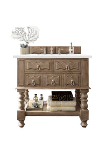 36" Castilian Single Bathroom Vanity, Empire Gray w/ White Zeus Quartz Top