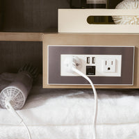 59" Linear Double Bathroom Vanity, Whitewashed Walnut with Glossy White Composite Top