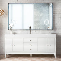 72" Linear Single Bathroom Vanity, Glossy White with Glossy White Composite Top