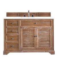 48" Savannah Single Bathroom Vanity, Driftwood w/ White Zeus Quartz Top