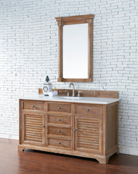 60" Savannah Single Bathroom Vanity, Driftwood w/ White Zeus Quartz Top