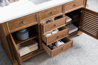 60" Savannah Single Bathroom Vanity, Driftwood w/ White Zeus Quartz Top