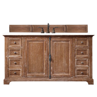 60" Providence Single Bathroom Vanity, Driftwood w/ White Zeus Quartz Top