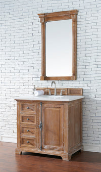 36" Providence Single Bathroom Vanity, Driftwood w/ White Zeus Quartz Top