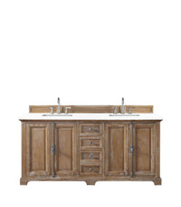 72" Providence Double Bathroom Vanity, Driftwood w/ White Zeus Quartz Top