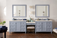 122" Copper Cove Encore Double Bathroom Vanity with Makeup Counter, Silver Gray