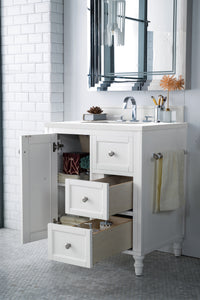 30" Copper Cove Encore Single Bathroom Vanity, Bright White w/ White Zeus Quartz Top