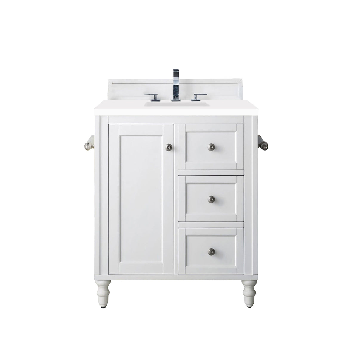 30" Copper Cove Encore Single Bathroom Vanity, Bright White w/ White Zeus Quartz Top