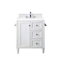 30" Copper Cove Encore Single Bathroom Vanity, Bright White w/ White Zeus Quartz Top