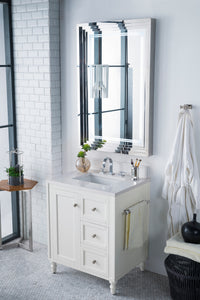 30" Copper Cove Encore Single Bathroom Vanity, Bright White w/ White Zeus Quartz Top
