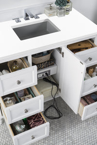 48" Copper Cove Encore Single Bathroom Vanity, Bright White w/ White Zeus Quartz Top