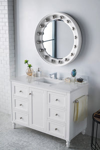 48" Copper Cove Encore Single Bathroom Vanity, Bright White w/ White Zeus Quartz Top