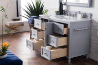 48" Copper Cove Encore Single Bathroom Vanity, Silver Gray w/Carrara White Marble Top