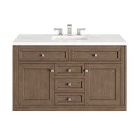 48" Chicago Single Bathroom Vanity, Whitewashed Walnut w/ White Zeus Quartz Top