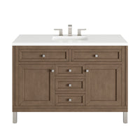 48" Chicago Single Bathroom Vanity, Whitewashed Walnut w/ White Zeus Quartz Top