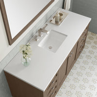60" Chicago Single Bathroom Vanity, Whitewashed Walnut w/ White Zeus Quartz Top
