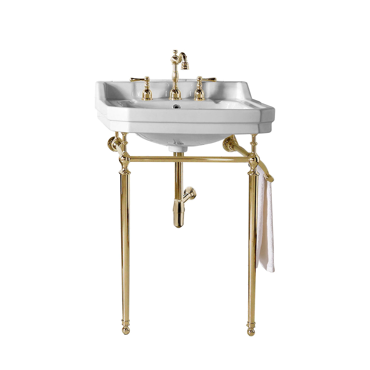 24" Wellington Single Console Single Sink w/ Brass Finish Stand