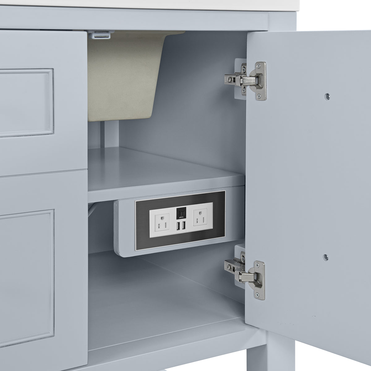 30" Breckenridge Single Vanity, Serenity Blue with Carrara White Marble Top