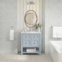 30" Breckenridge Single Vanity, Serenity Blue with Carrara White Marble Top